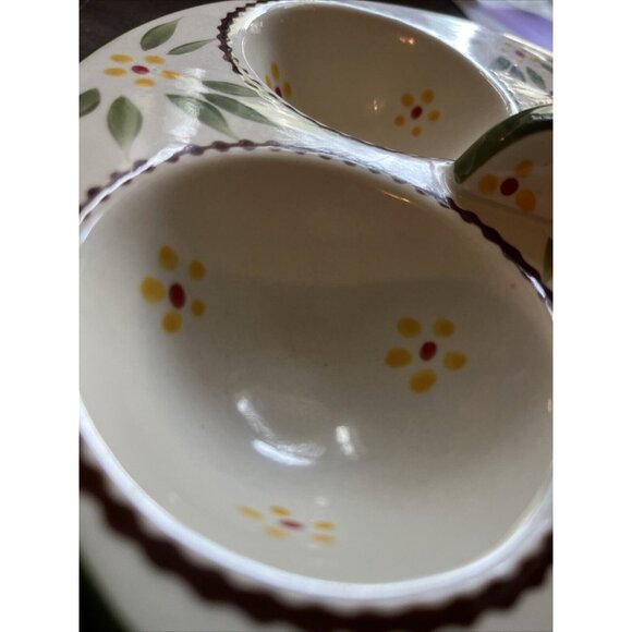 Temptations Green Old World Divided Condiment Nut Party Serving Dish - Picture 4 of 12